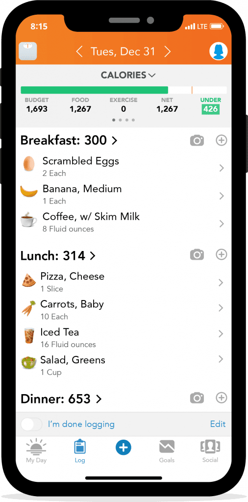 Lose It! Calorie Counter App Interface